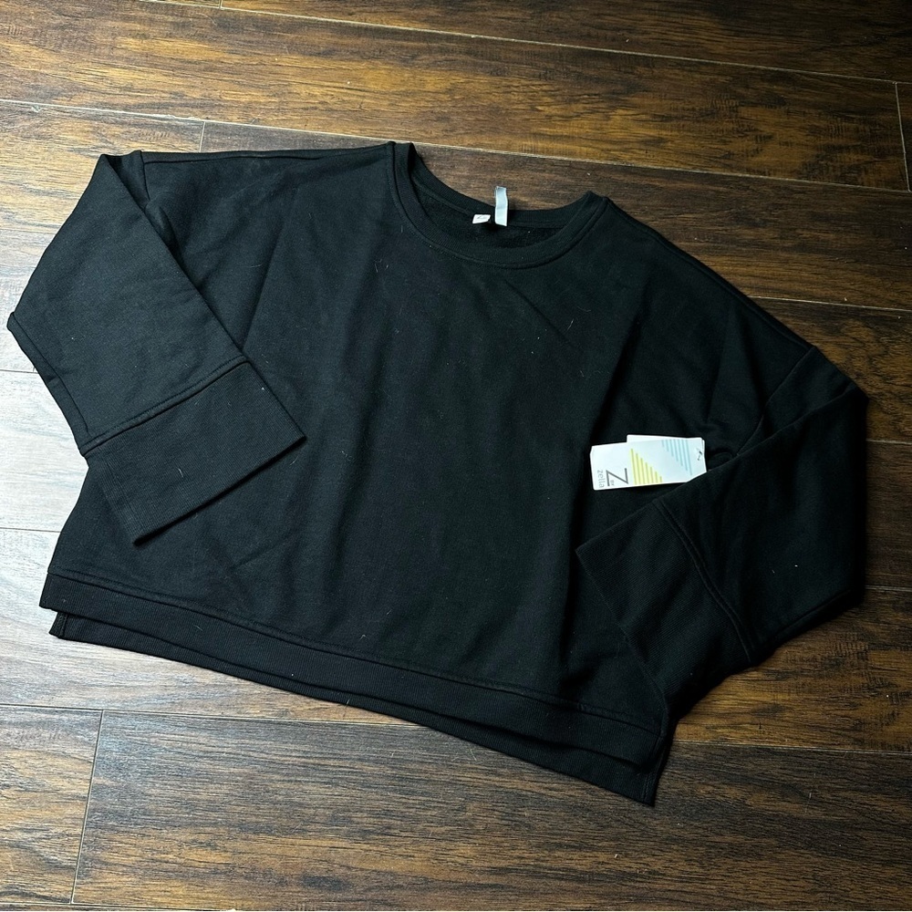 Zella Black Crop Scoop Neck Pullover Sweater